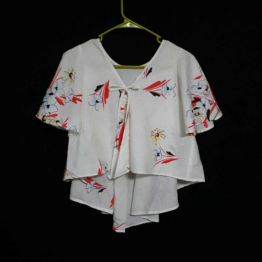 White floral  Crop top 70s